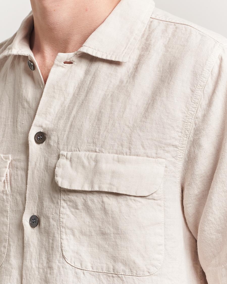 Heren | Overhemden | Oscar Jacobson | Reg Fit City Linen Shirt Cream