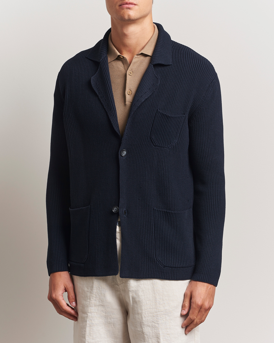 Homme | Pulls Et Tricots | Oscar Jacobson | Camron Cotton Cardigan Navy