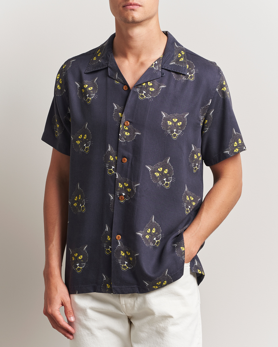 Homme | Chemises | Nudie Jeans | Arvid The Cat Hawaii Shirt Antracite