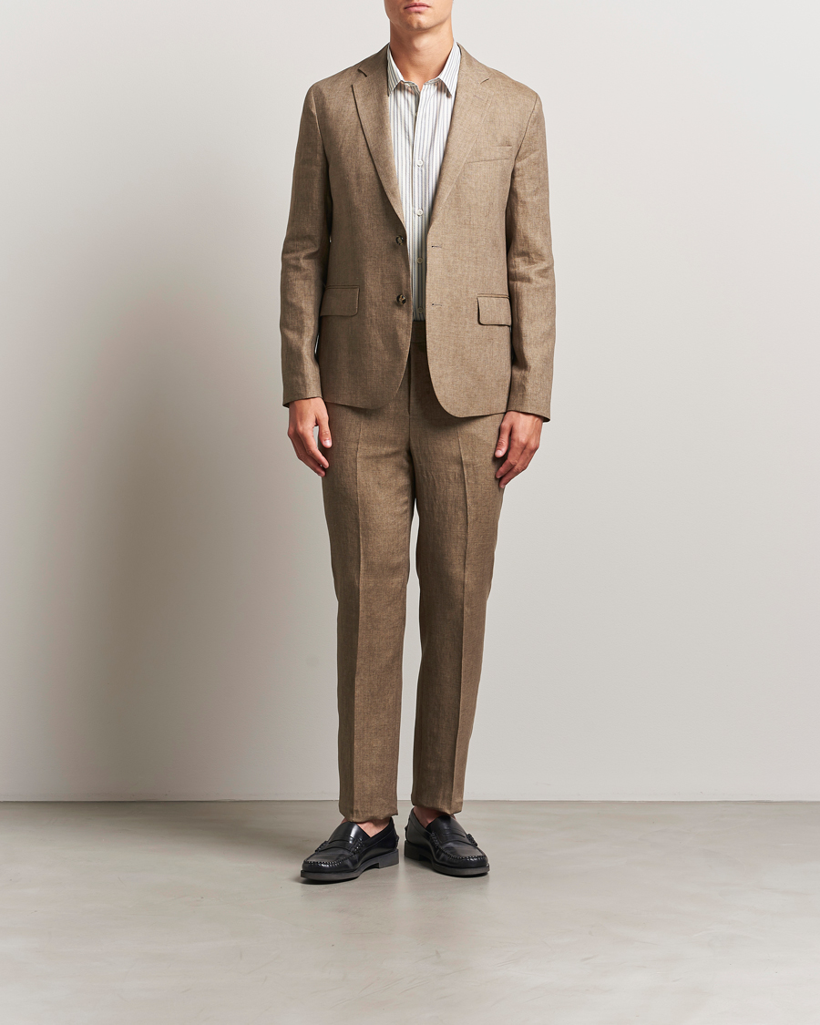 Heren | Blazers | J.Lindeberg | Elton Unlined Super Linen Blazer Nutmeg