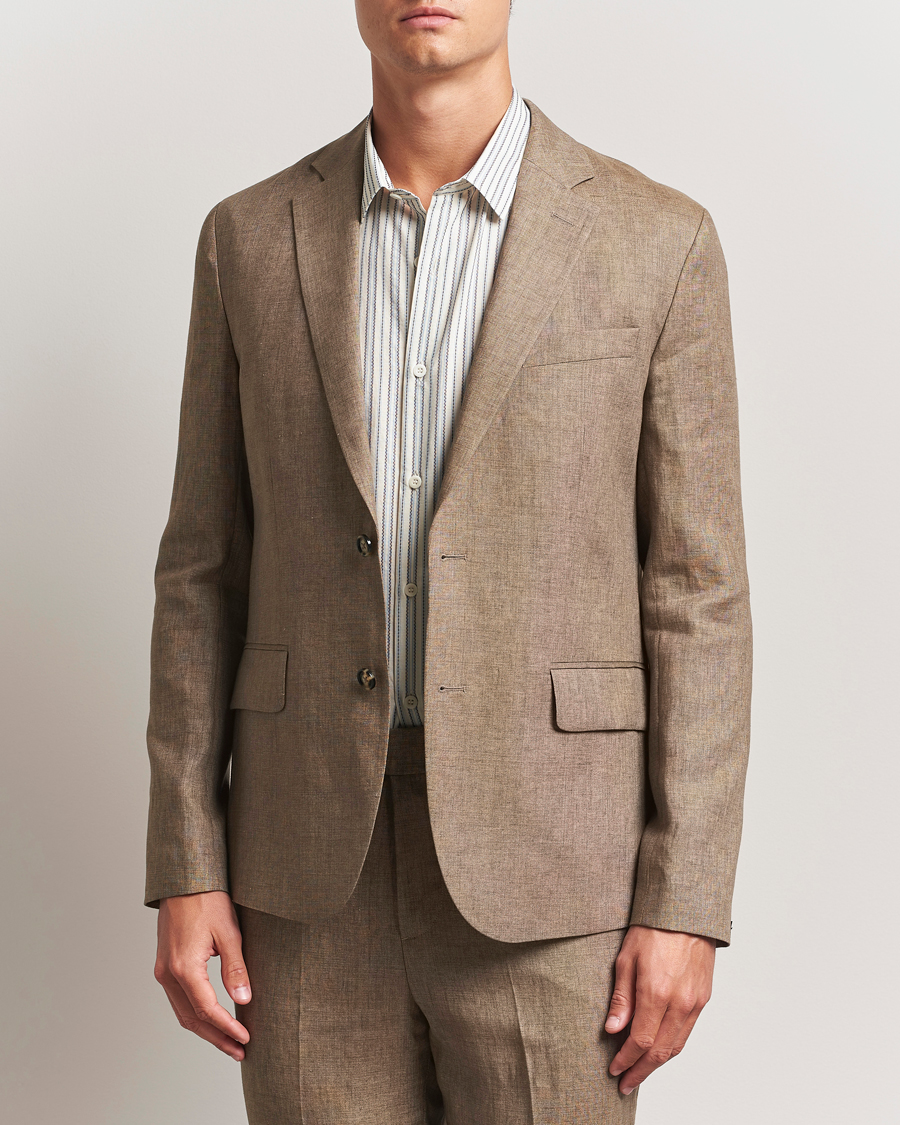 Heren | Blazers | J.Lindeberg | Elton Unlined Super Linen Blazer Nutmeg