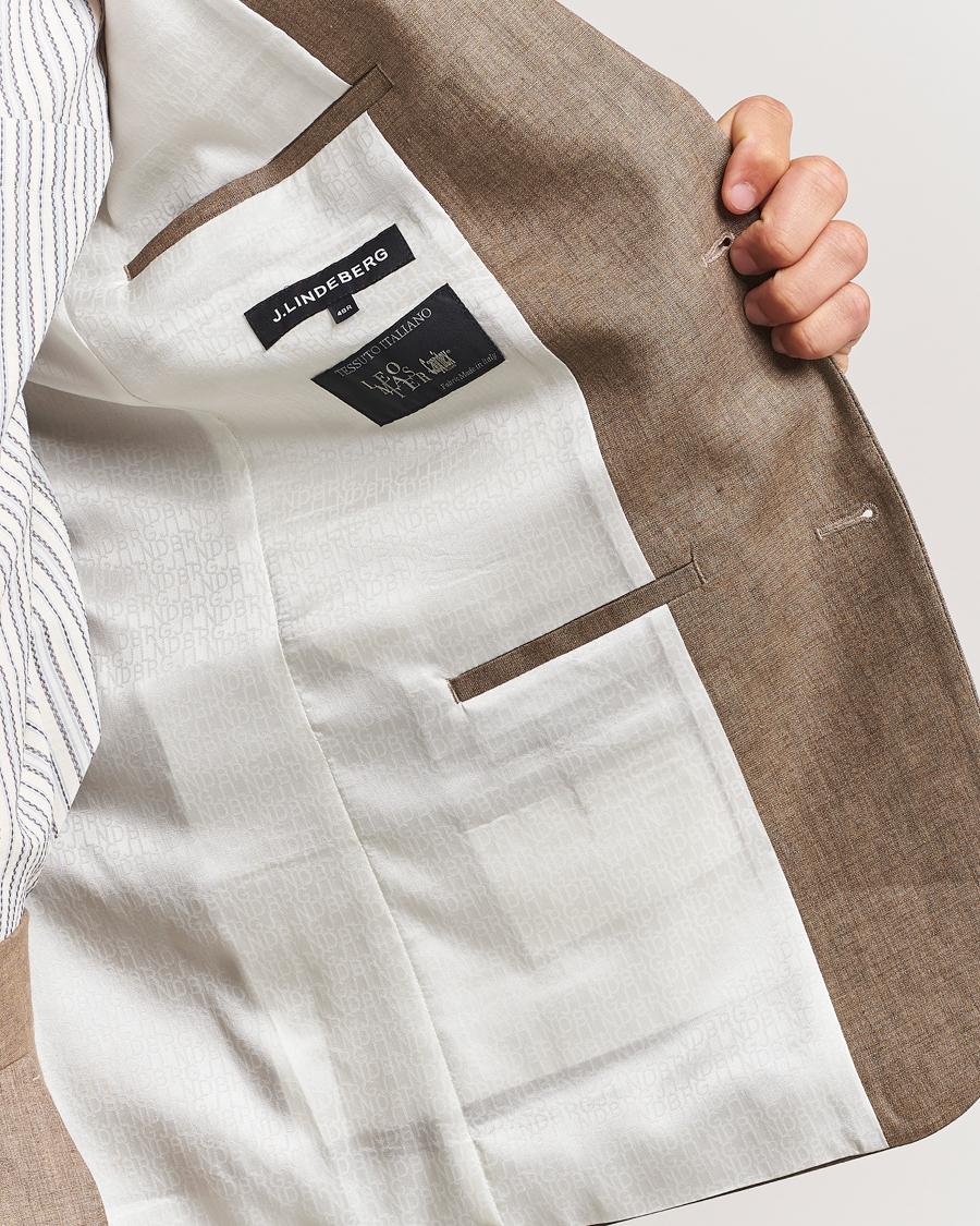 Heren | Blazers | J.Lindeberg | Elton Unlined Super Linen Blazer Nutmeg