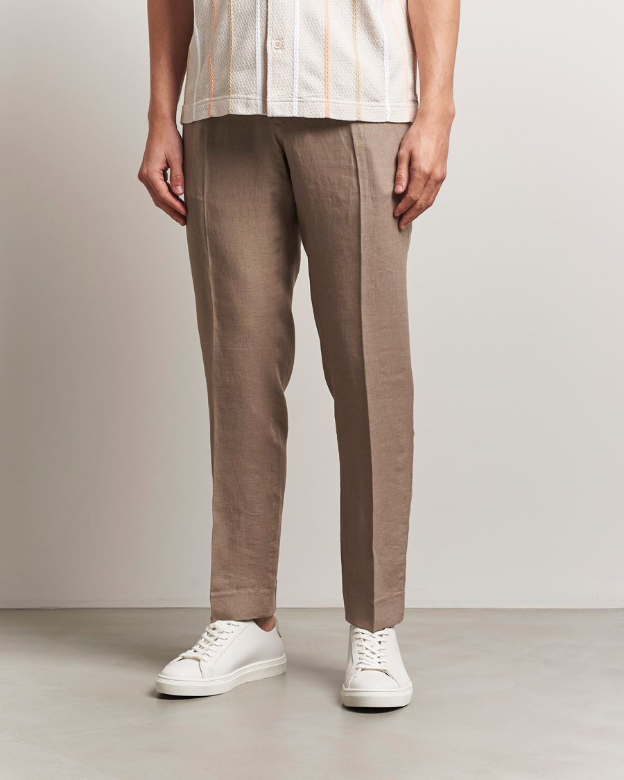 Heren | Broeken | J.Lindeberg | Soren Drape Linen Pants Nutmeg