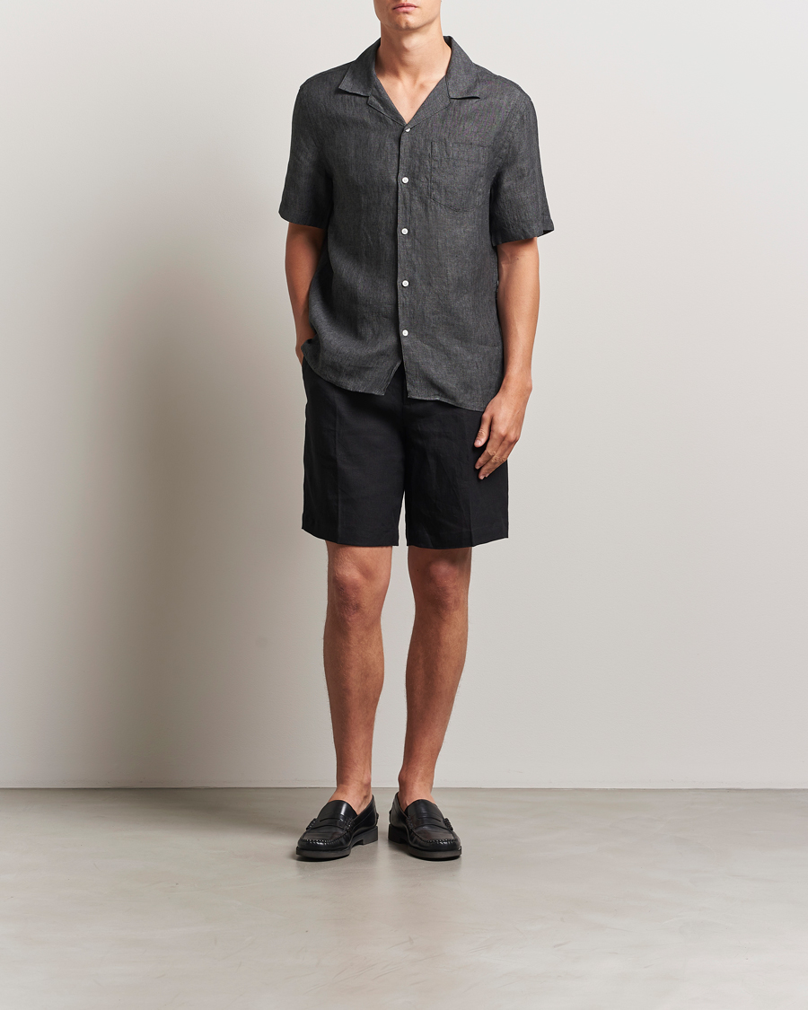 Homme | Shorts | J.Lindeberg | Brady Drape Linen Shorts Black