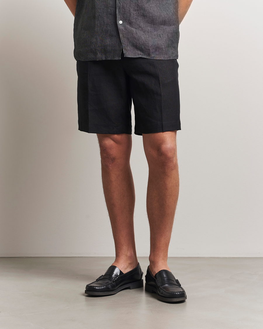 Homme | Shorts | J.Lindeberg | Brady Drape Linen Shorts Black
