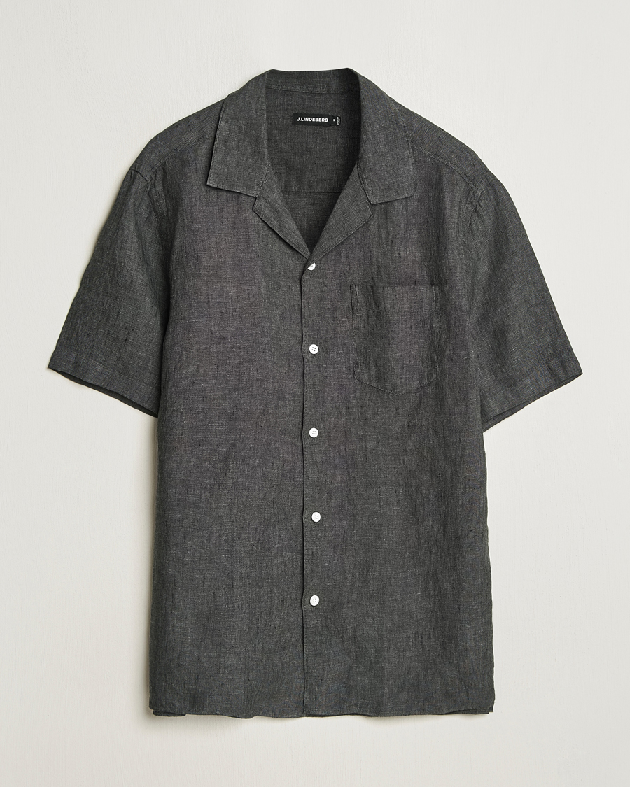 Heren | Overhemden | J.Lindeberg | Elio Linen Melange Shirt Black