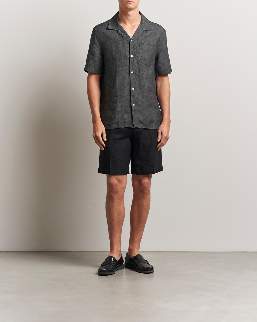 Heren | Overhemden | J.Lindeberg | Elio Linen Melange Shirt Black