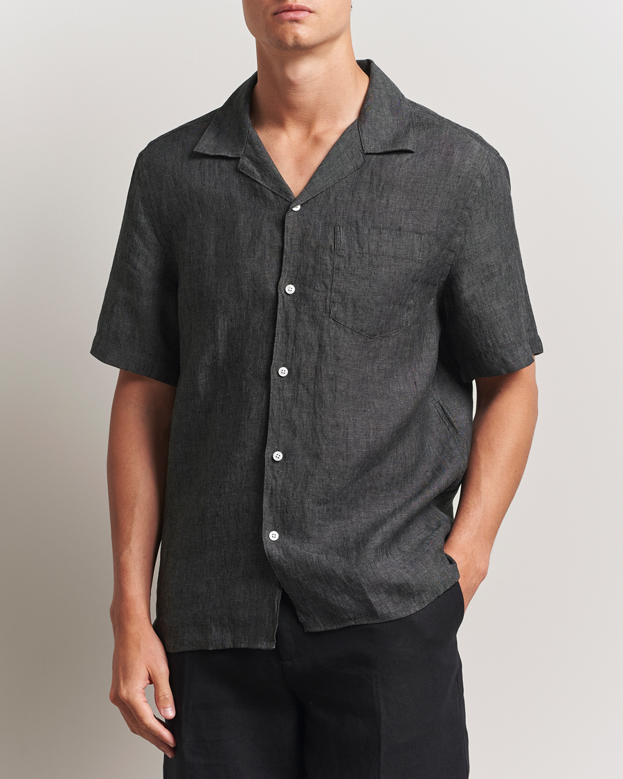 Heren | Overhemden | J.Lindeberg | Elio Linen Melange Shirt Black