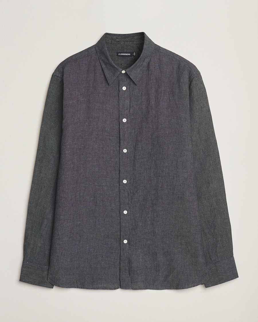 Homme | Chemises | J.Lindeberg | Linen Melange Shirt Black