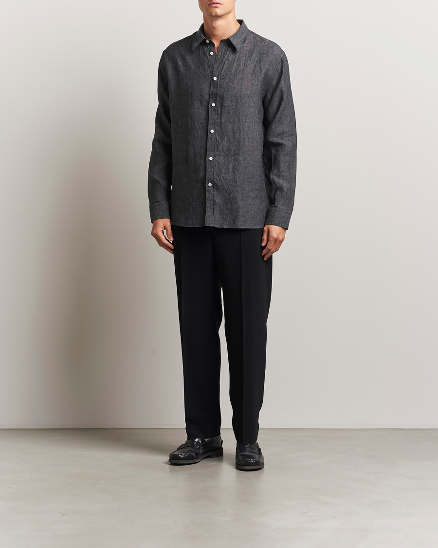 Homme | Chemises | J.Lindeberg | Linen Melange Shirt Black