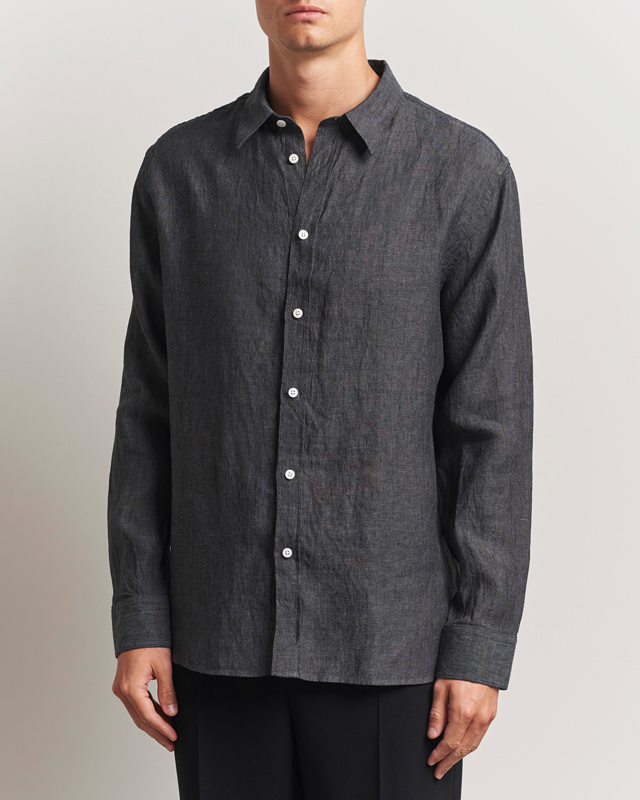 Homme | Chemises | J.Lindeberg | Linen Melange Shirt Black