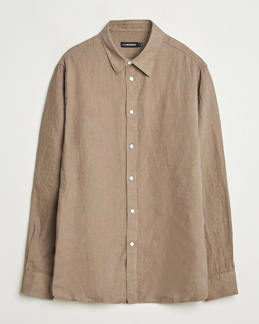 Homme | Chemises | J.Lindeberg | Linen Melange Shirt Nutmeg