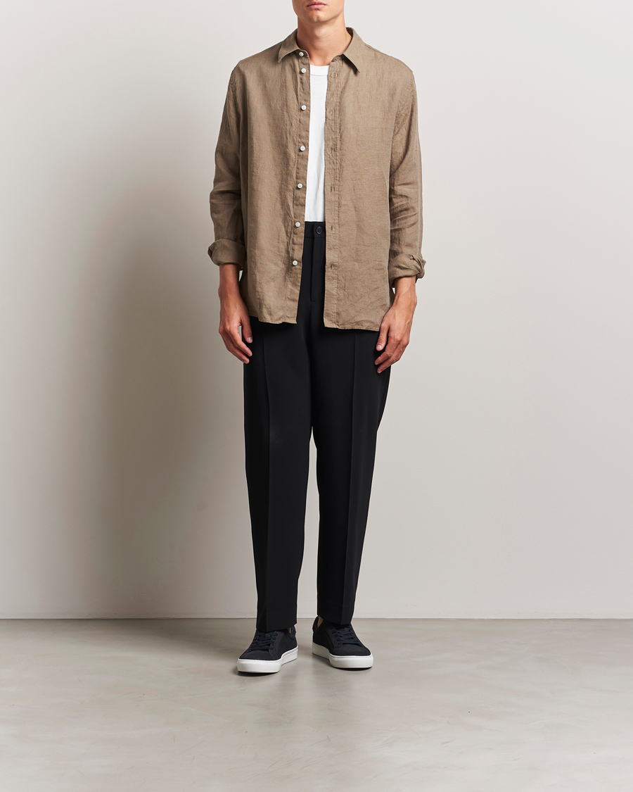 Homme | Chemises | J.Lindeberg | Linen Melange Shirt Nutmeg