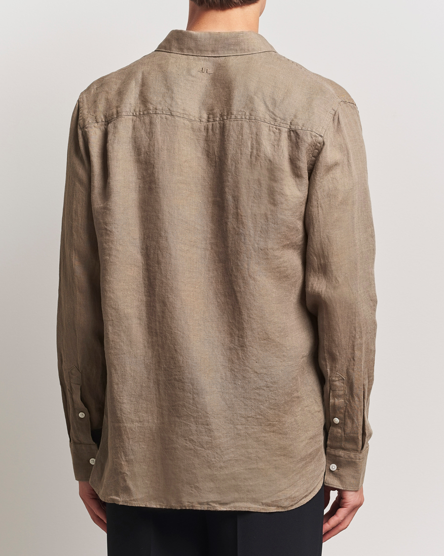 Homme | Chemises | J.Lindeberg | Linen Melange Shirt Nutmeg