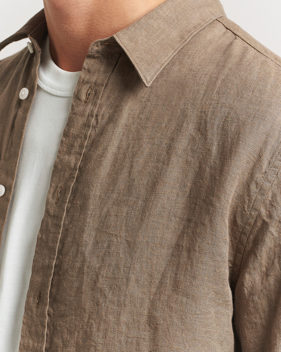 Homme | Chemises | J.Lindeberg | Linen Melange Shirt Nutmeg