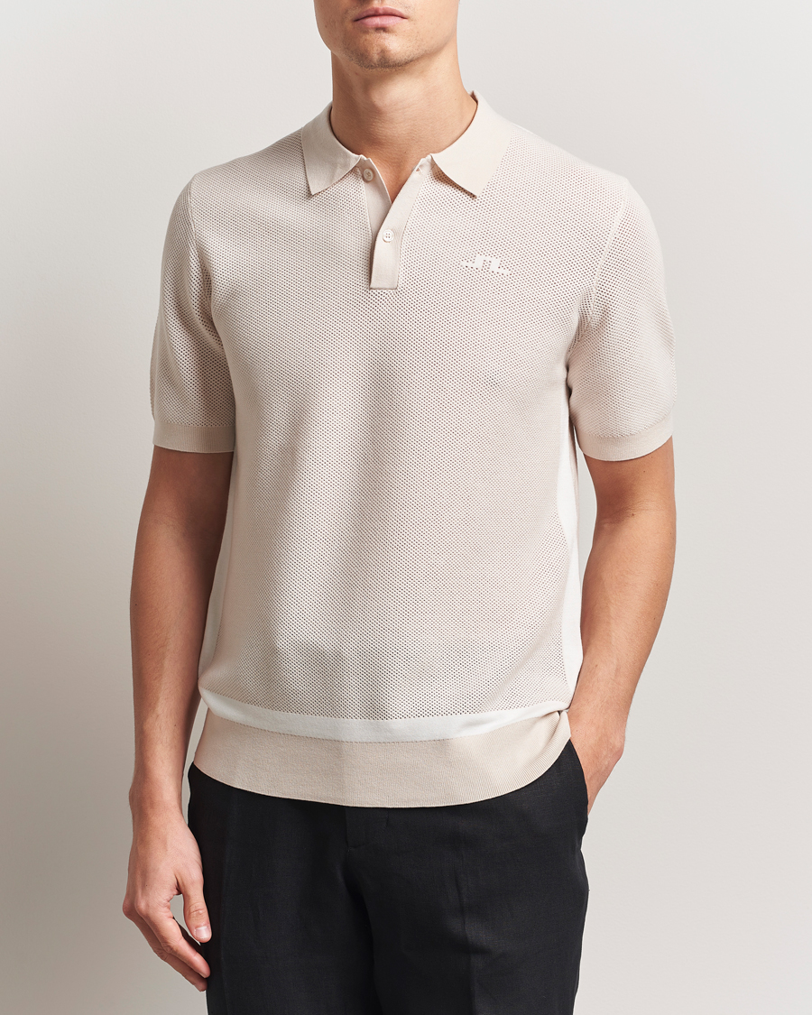 Homme | Polos | J.Lindeberg | Reymond Structure Knit Polo Moonbeam