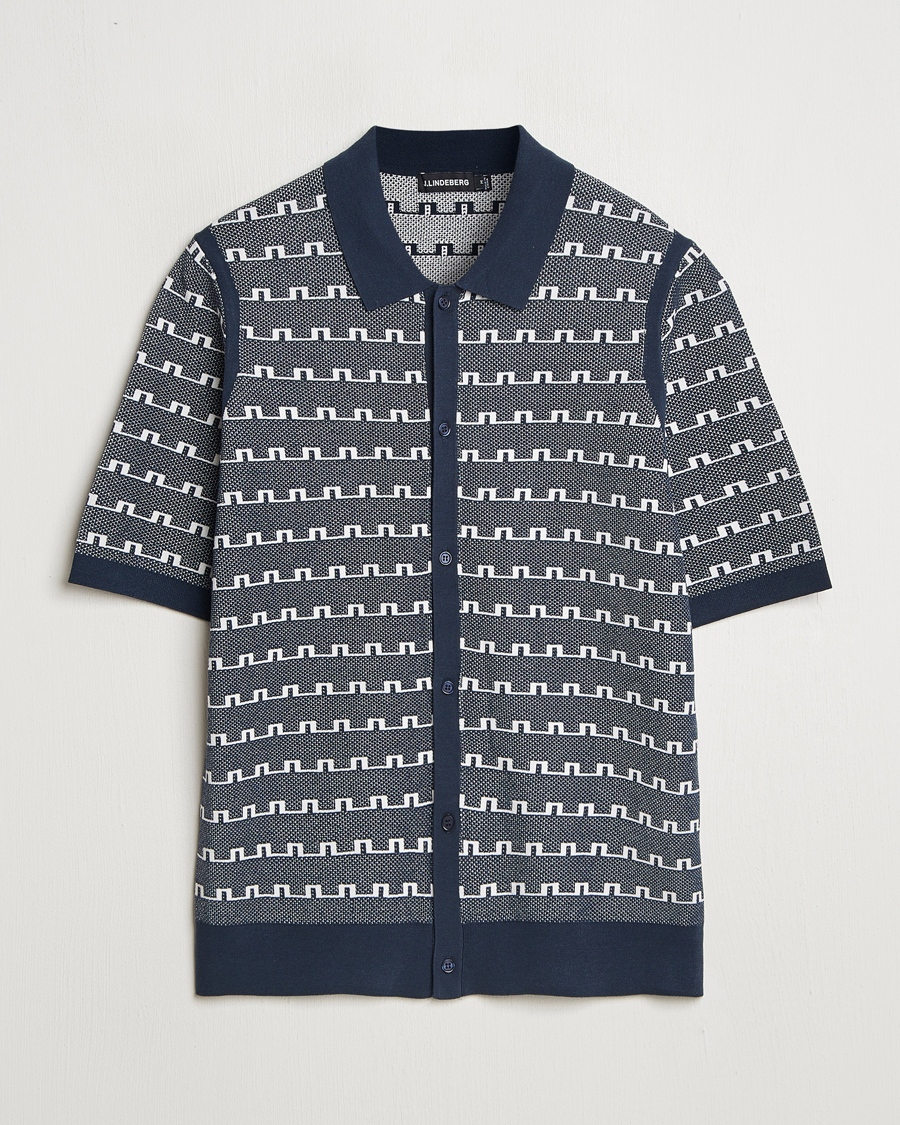 Heren | Overhemden | J.Lindeberg | Rolando Logo Jacquard Polo Navy