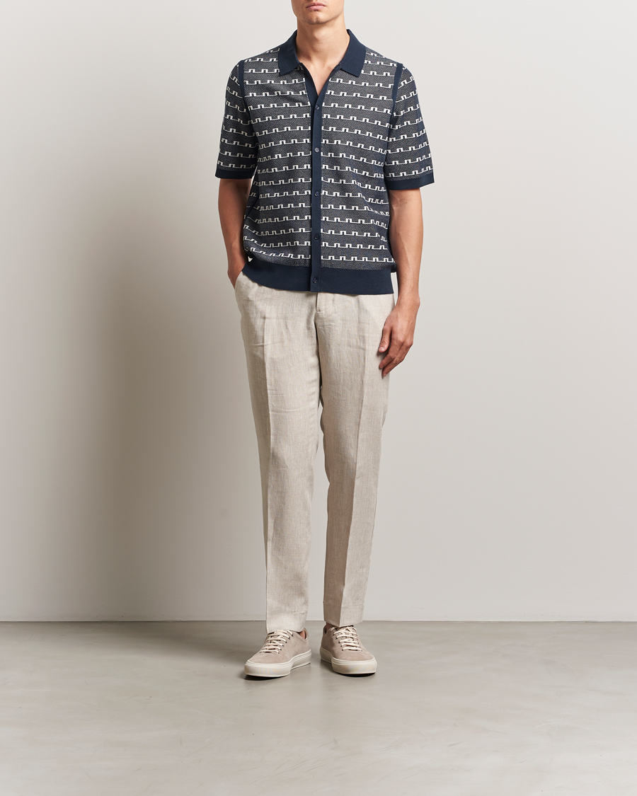 Heren | Overhemden | J.Lindeberg | Rolando Logo Jacquard Polo Navy