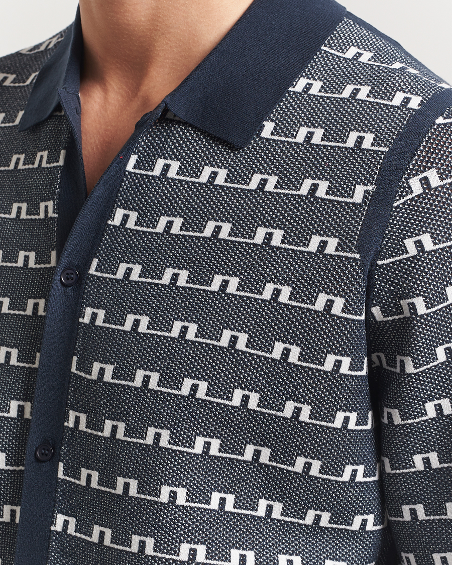 Heren | Overhemden | J.Lindeberg | Rolando Logo Jacquard Polo Navy