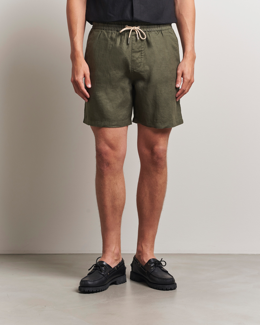 Heren | Korte broek | NN07 | Gregor Linen Drawstring Shorts Croc Green