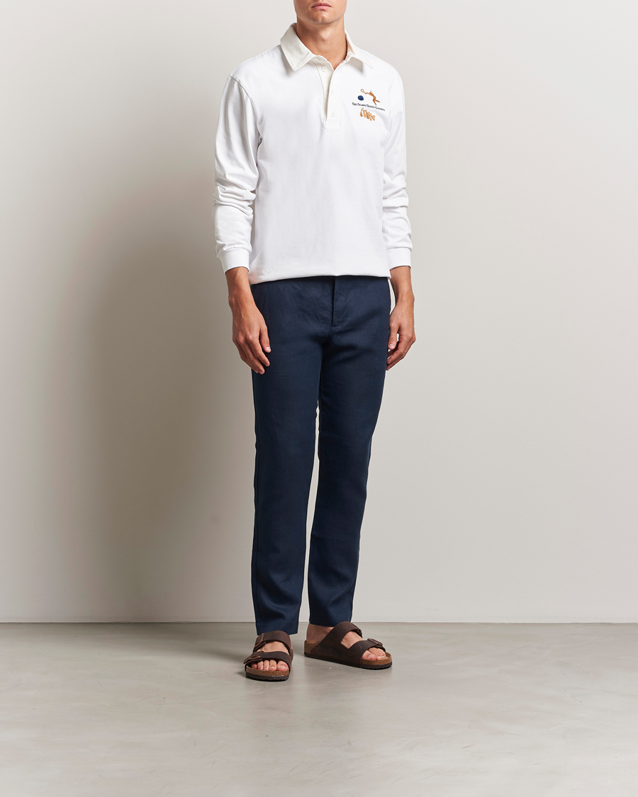 Heren | Broeken | NN07 | Theo Linen Trousers Navy Blue