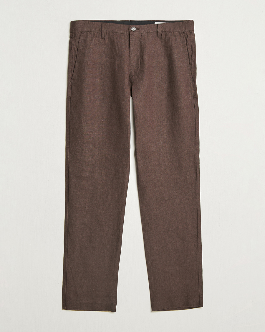 Homme | Pantalons | NN07 | Theo Linen Trousers Coffee