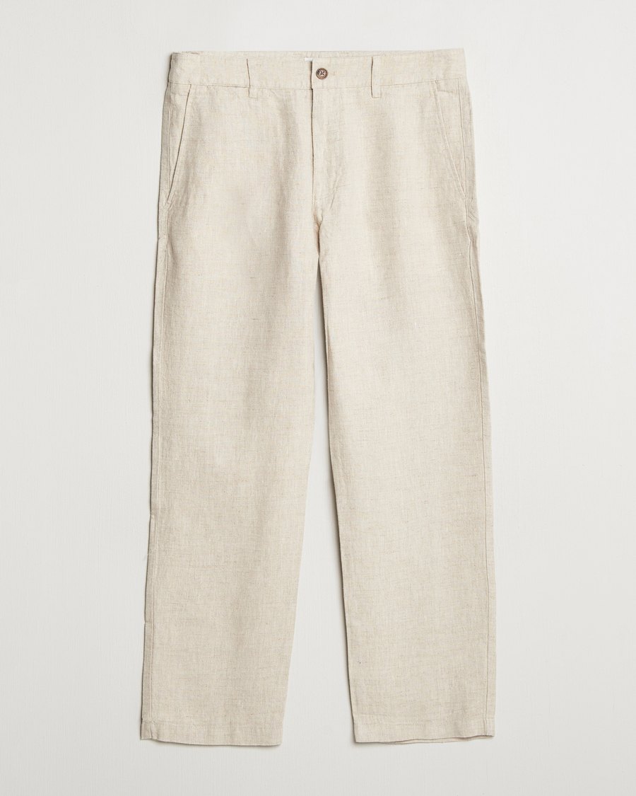 Heren | Broeken | NN07 | Aden Regular Fit Linen Trousers Oat