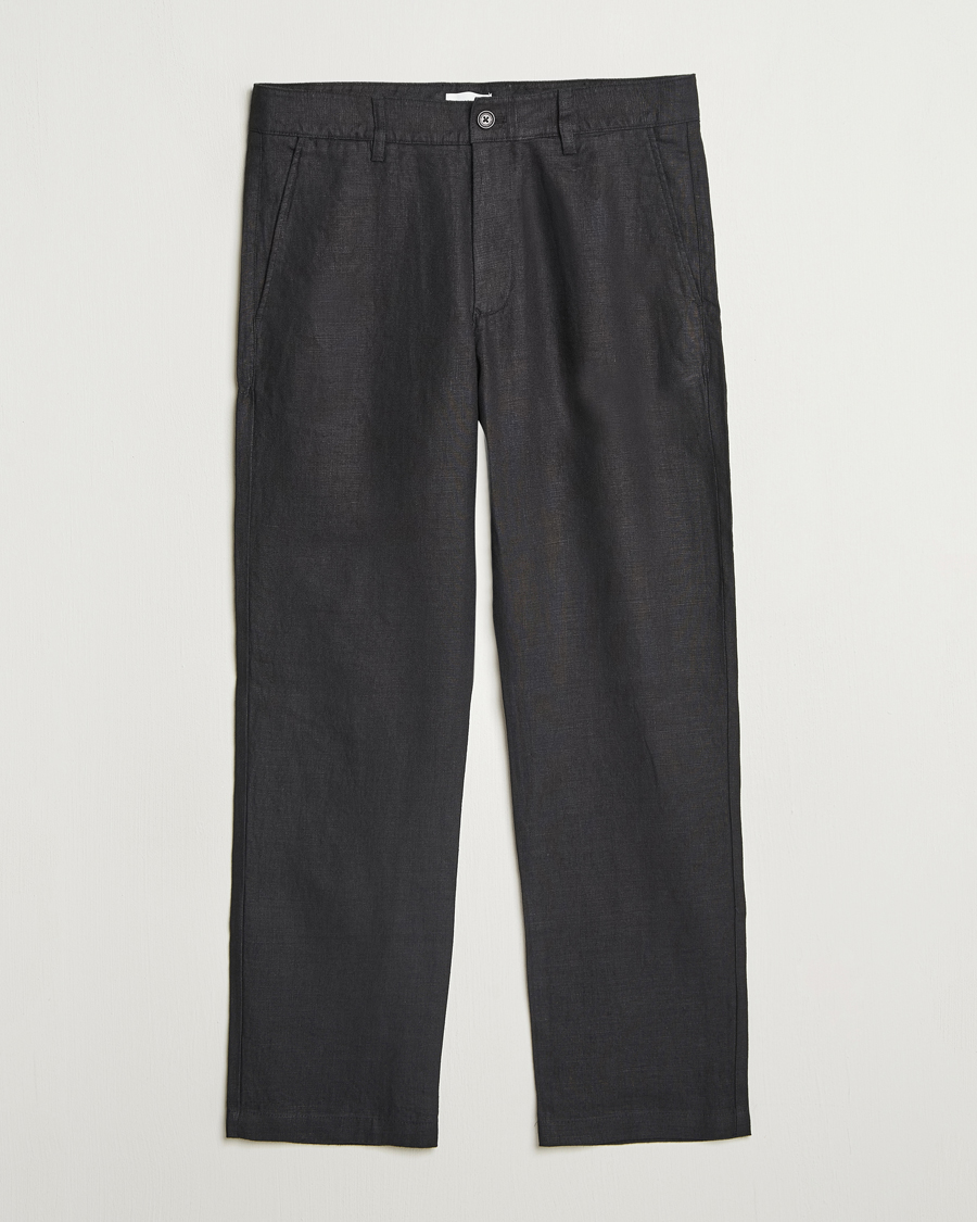 Heren | Broeken | NN07 | Aden Regular Fit Linen Chinos Black