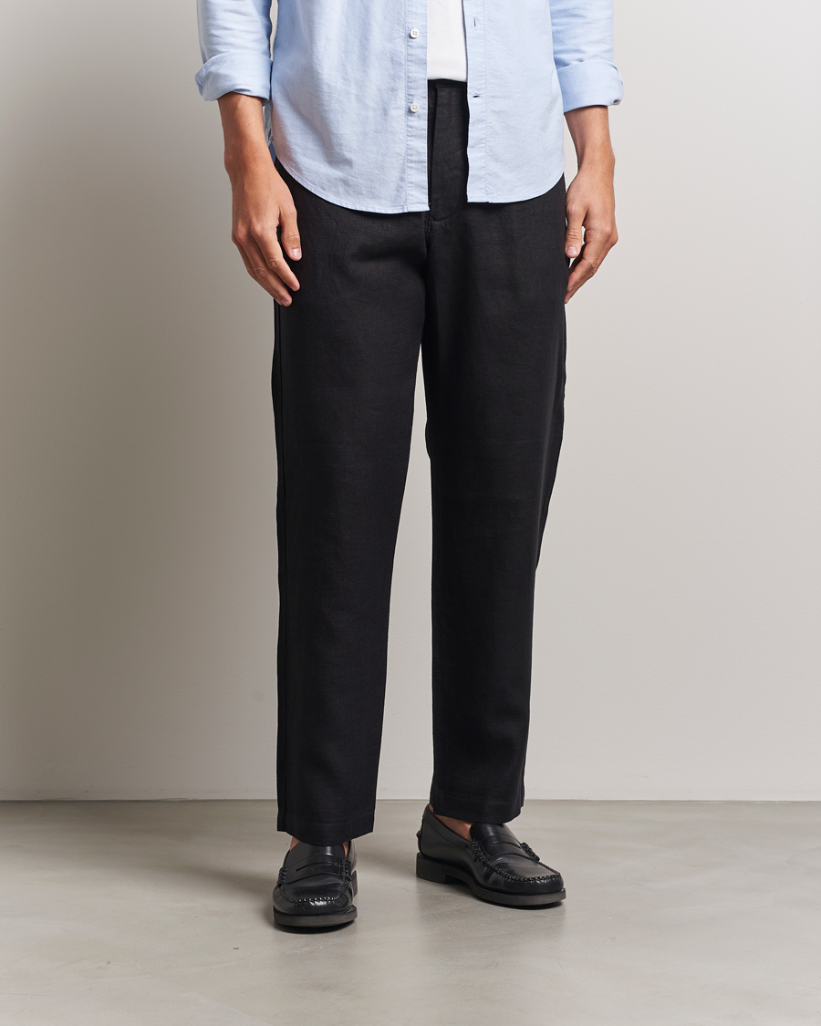 Heren | Broeken | NN07 | Aden Regular Fit Linen Chinos Black