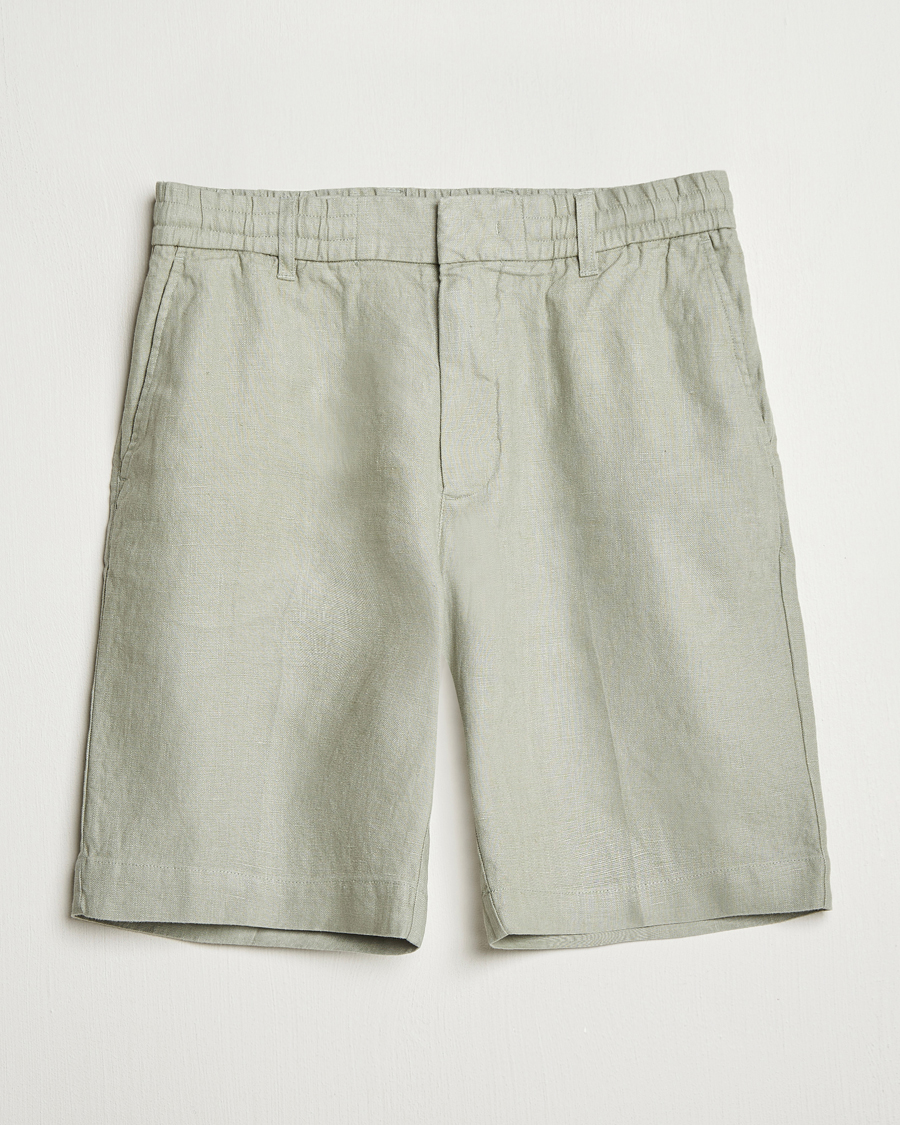 Homme | Shorts | NN07 | Billie Pleated Linen Drawstring Shorts Sage Green
