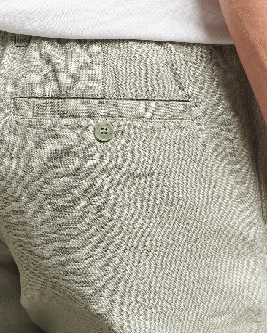Homme | Shorts | NN07 | Billie Pleated Linen Drawstring Shorts Sage Green