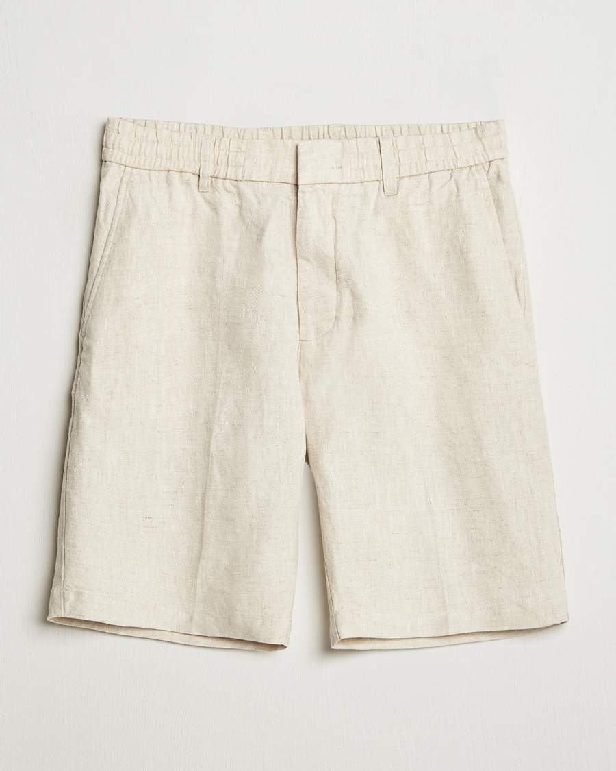 Homme | Shorts | NN07 | Billie Pleated Linen Drawstring Shorts Oat