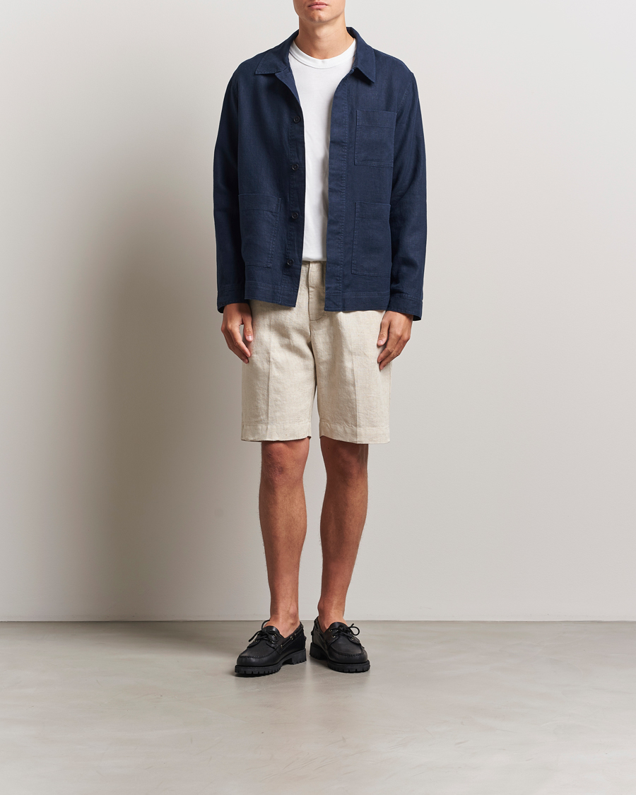 Homme | Shorts | NN07 | Billie Pleated Linen Drawstring Shorts Oat