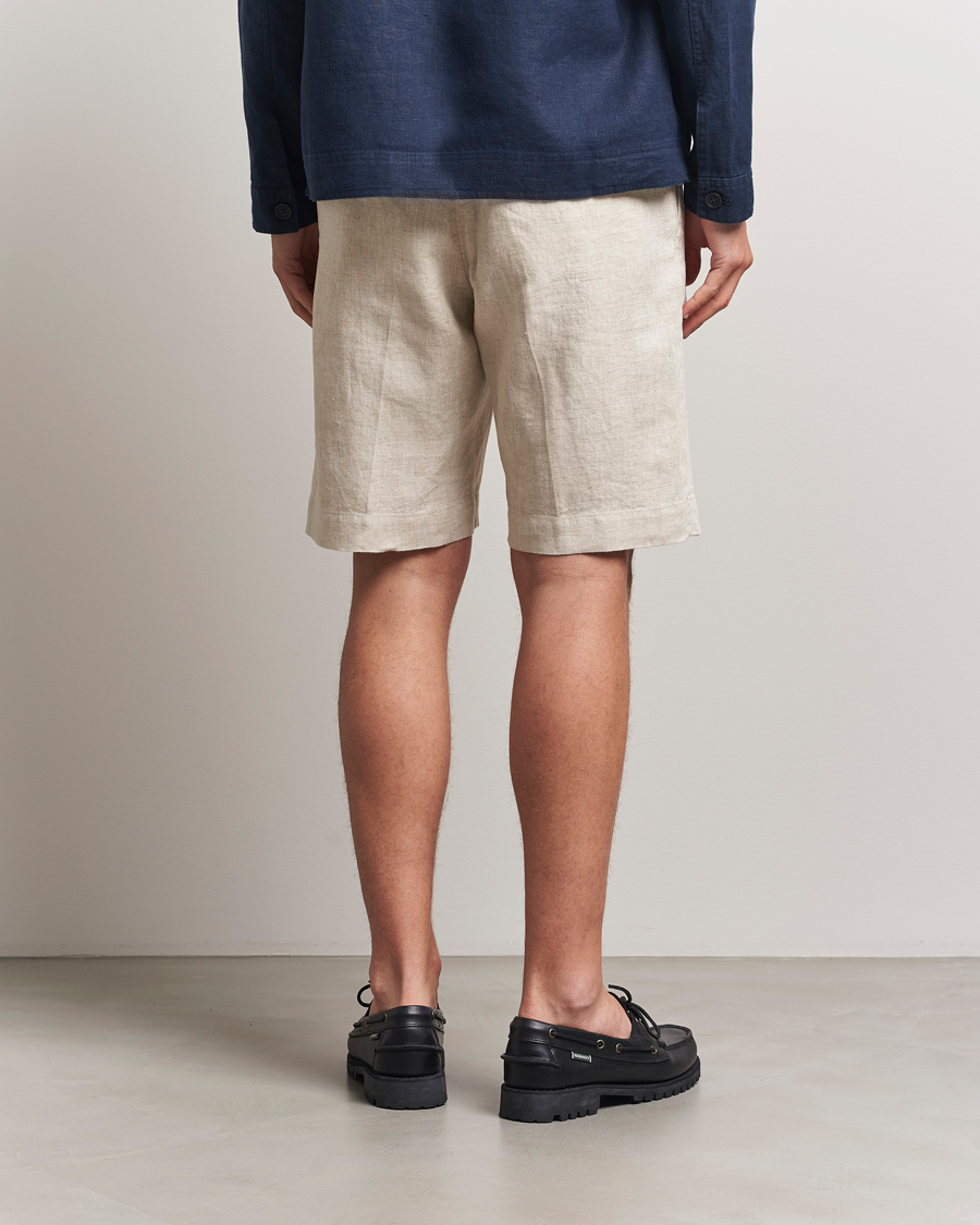 Homme | Shorts | NN07 | Billie Pleated Linen Drawstring Shorts Oat