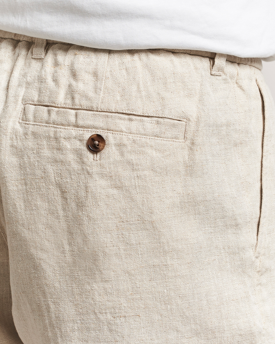 Homme | Shorts | NN07 | Billie Pleated Linen Drawstring Shorts Oat