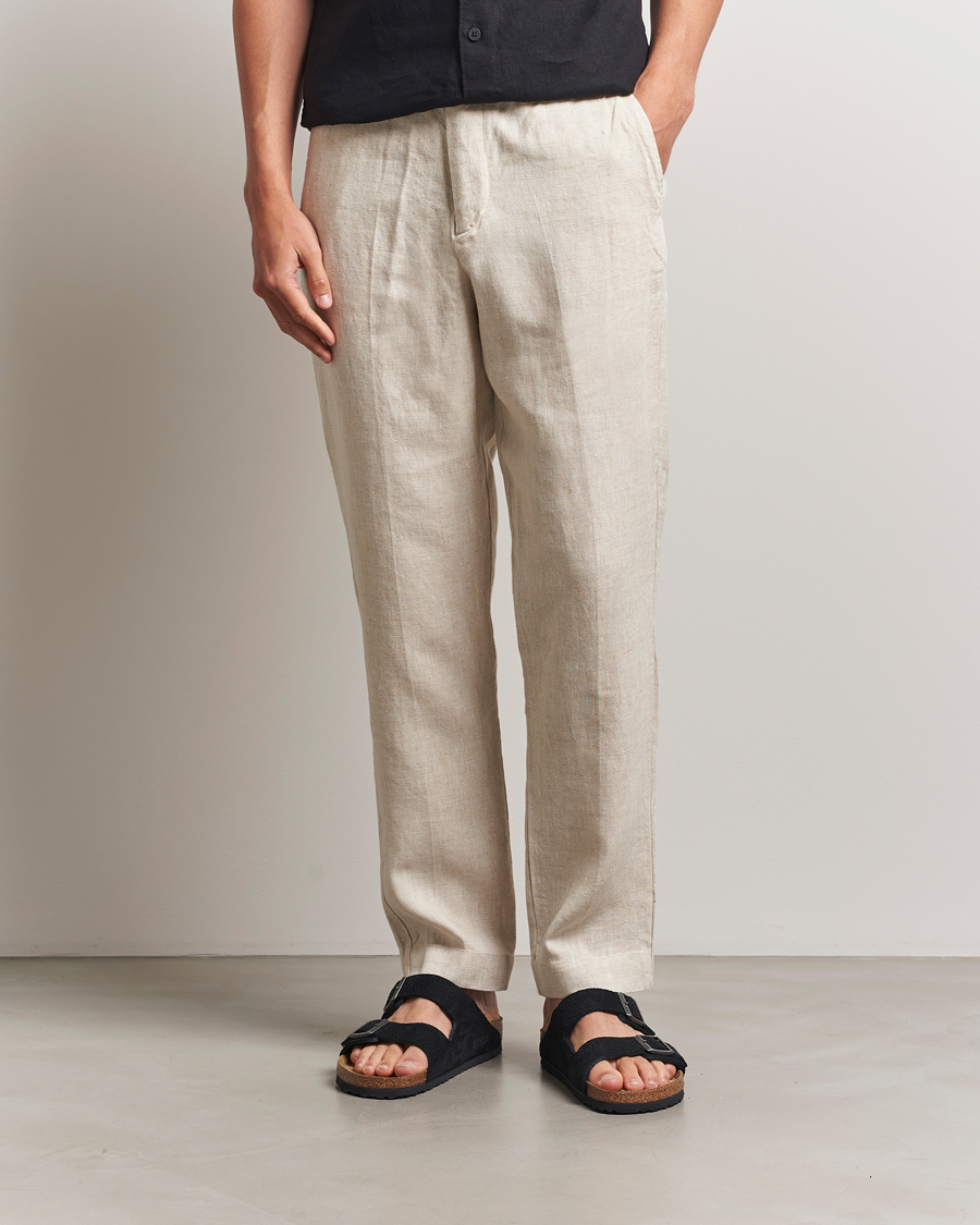 Heren | Broeken | NN07 | Billie Linen Drawstring Trousers Oat