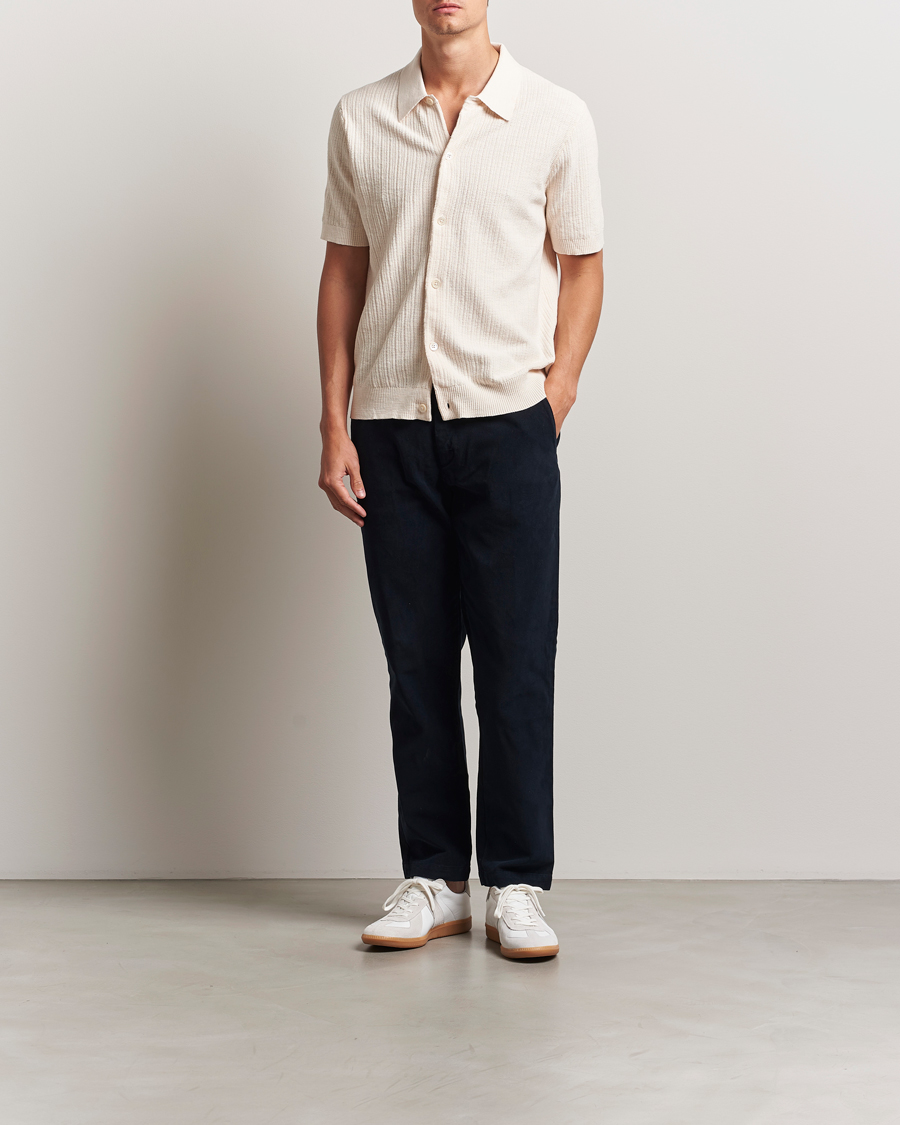 Heren | Overhemden | NN07 | Nolan Knitted Short Sleeve Shirt Ecru