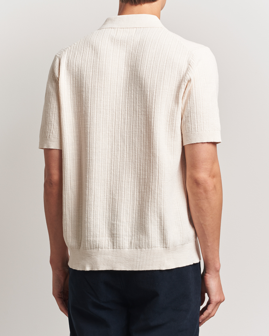 Heren | Overhemden | NN07 | Nolan Knitted Short Sleeve Shirt Ecru