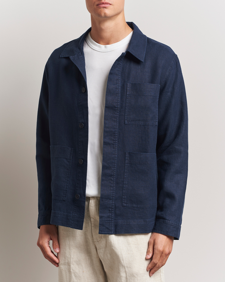 Homme | Chemises | NN07 | Olav Linen Overshirt Navy Blue