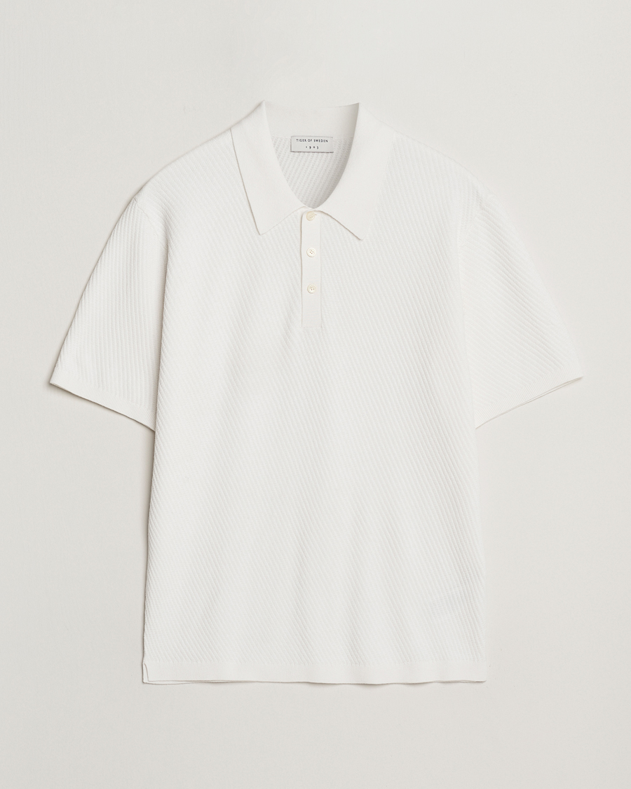 Heren | Polo's | Tiger of Sweden | Reid Structured Knitted Polo Pure White