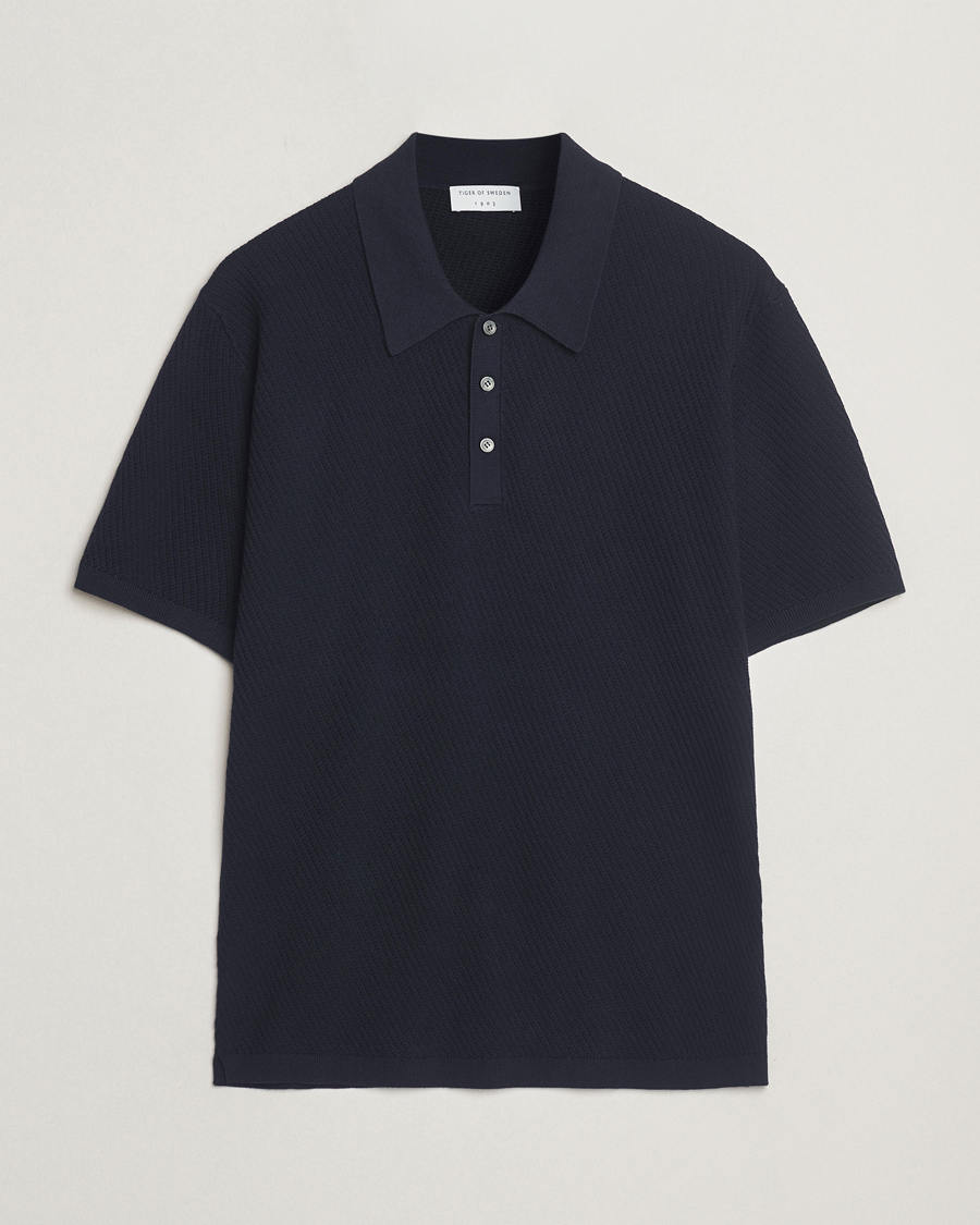 Heren | Polo's | Tiger of Sweden | Reid Structured Knitted Polo Bruised Blue