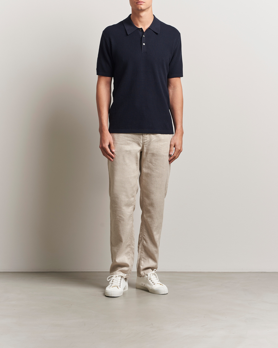 Heren | Polo's | Tiger of Sweden | Reid Structured Knitted Polo Bruised Blue