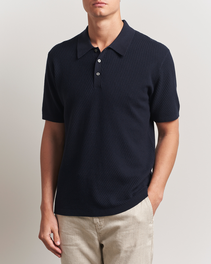 Heren | Polo's | Tiger of Sweden | Reid Structured Knitted Polo Bruised Blue
