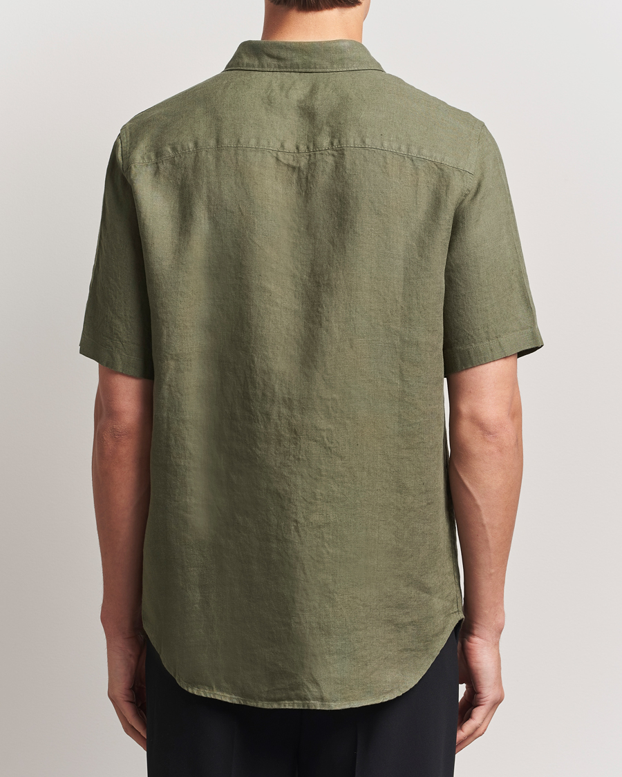Homme | Chemises | NN07 | Enzo Linen Short Sleeve Shirt Capers Green