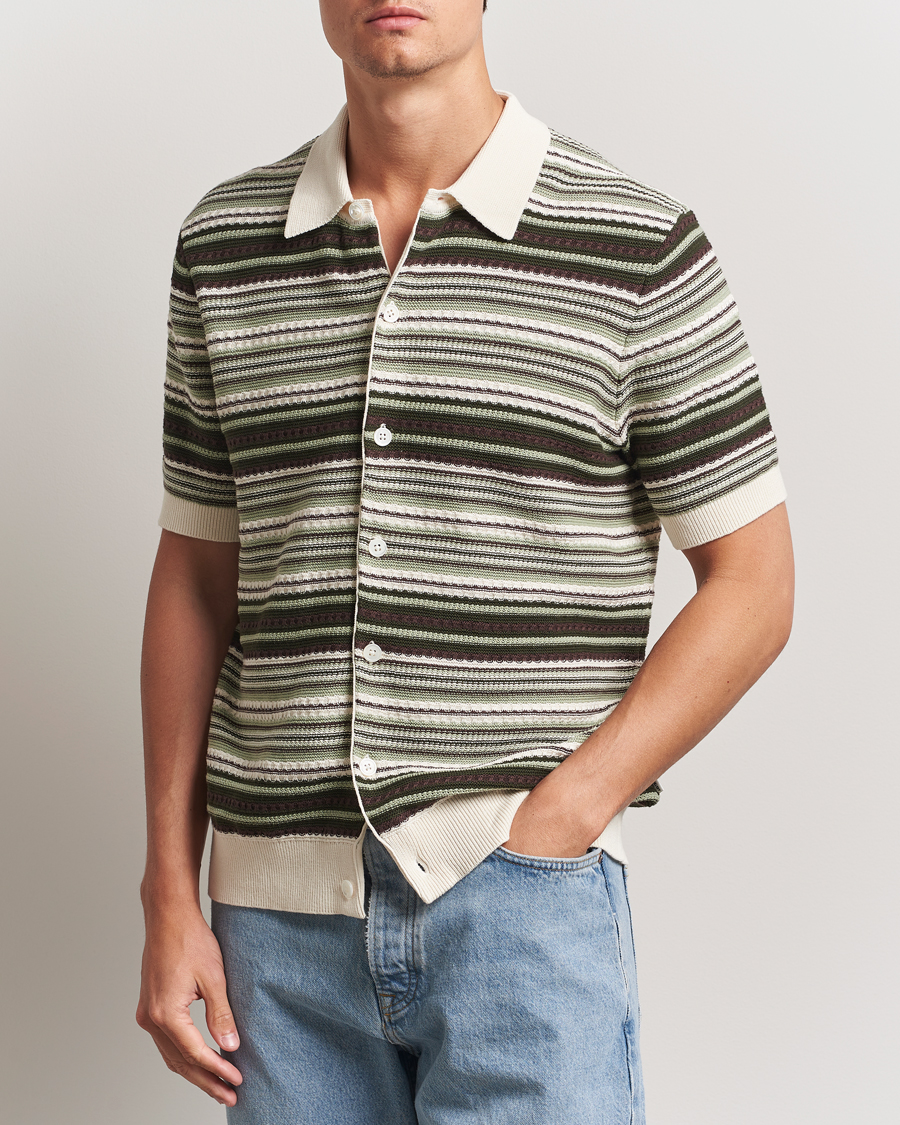 Homme | Chemises | NN07 | Nolan Knitted Striped Short Sleeve Shirt Multi