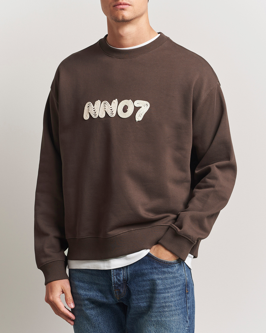 Homme | Pulls Et Tricots | NN07 | David Rope Logo Crew Neck Sweatshirt Coffee