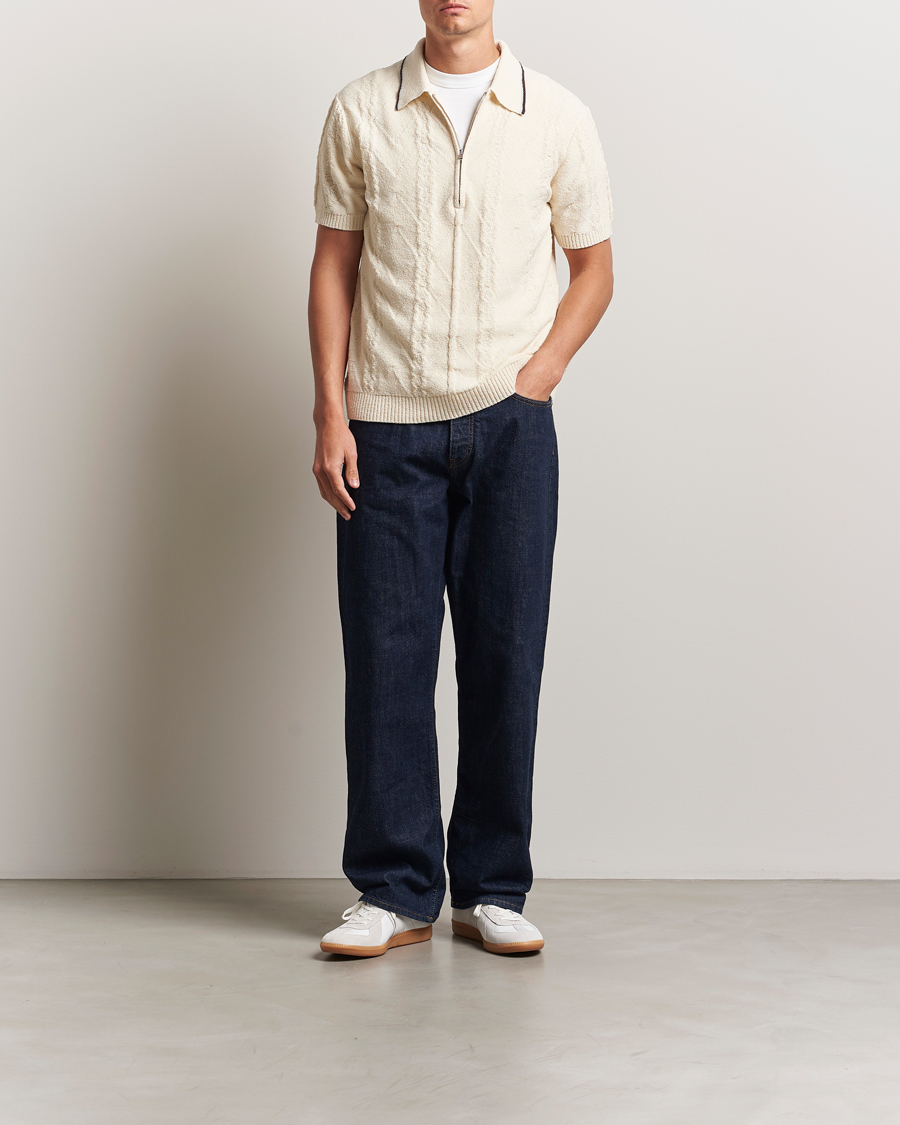 Homme | Polos | NN07 | Gustav Bouclé Half Zip Polo Ivory