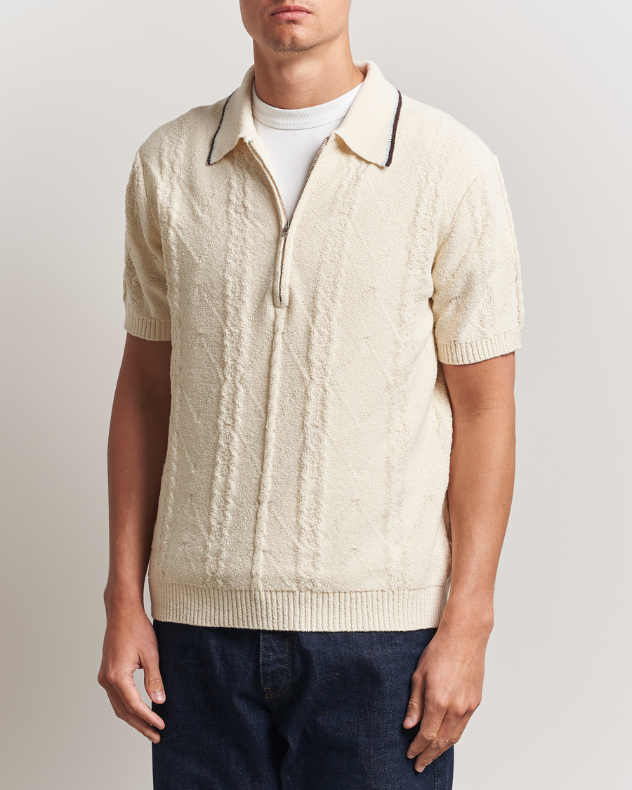 Homme | Polos | NN07 | Gustav Bouclé Half Zip Polo Ivory