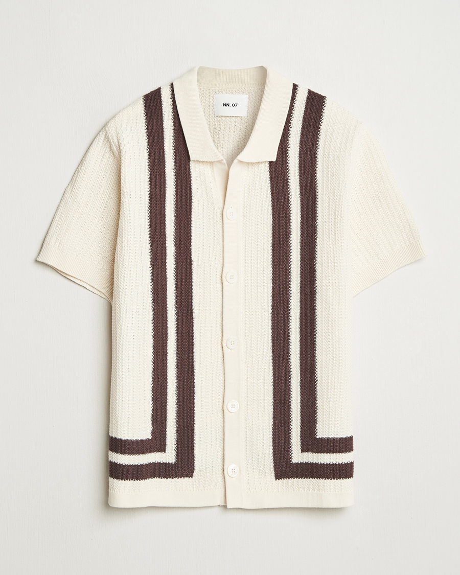 Heren | Overhemden | NN07 | Ares Knitted Short Sleeve Shirt Ivory