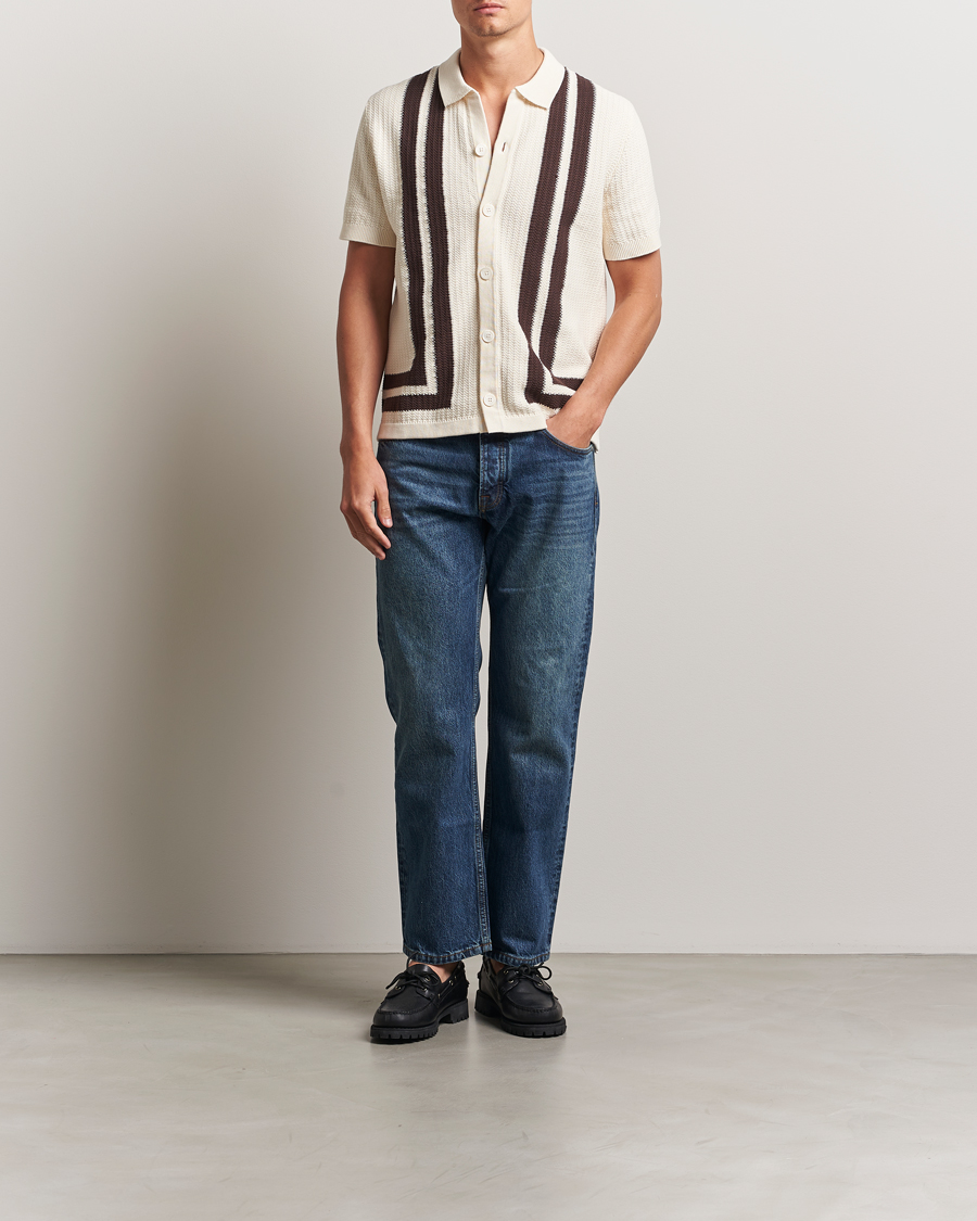 Heren | Overhemden | NN07 | Ares Knitted Short Sleeve Shirt Ivory